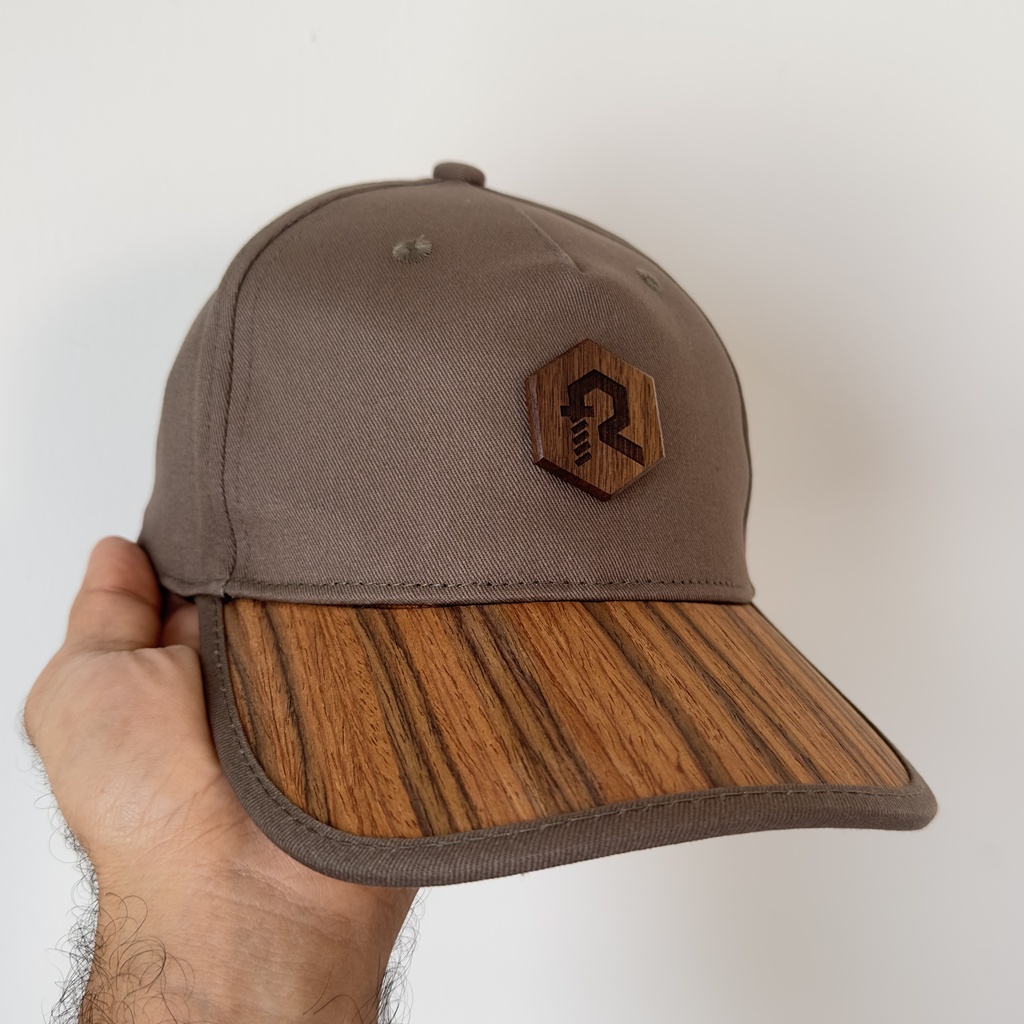 Army Green Cap with Wooden Touch